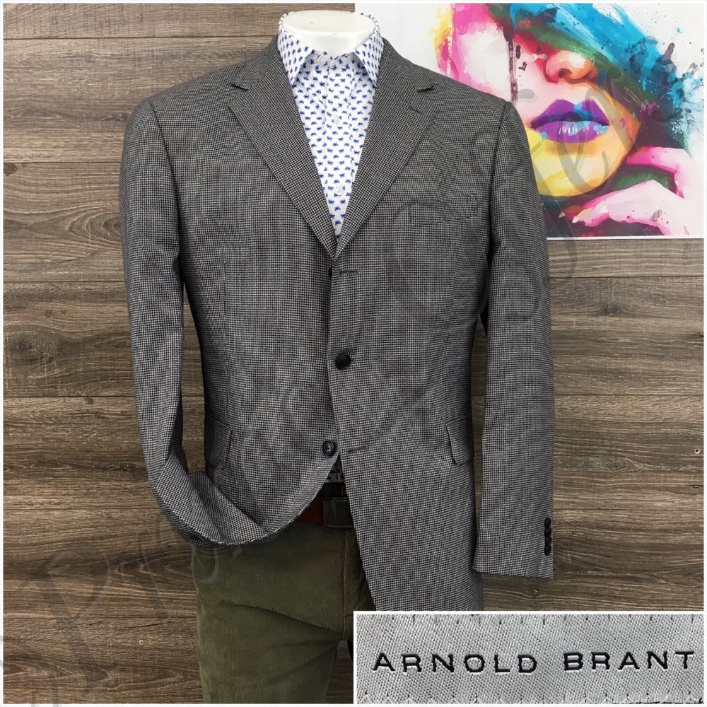 Arnold‎ Brant Mens Blazer Sport Coat Casual Jacket Size 44R Wool Bamboo Suit
